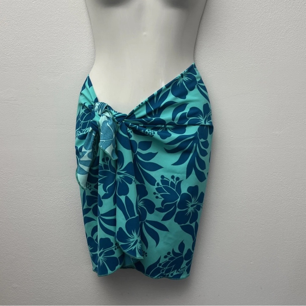 Leilani Swimsuit Skirt Coverup Hawaiian Hibiscus Print One Size Vintage USA Made